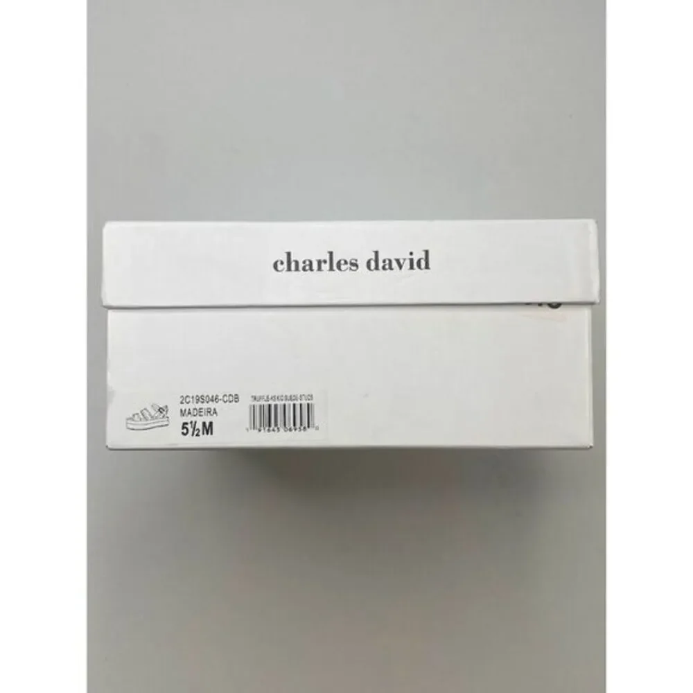 Charles David $219‎ Madeira Espadrille Platform Sandals 5.5 Black Gray Women's